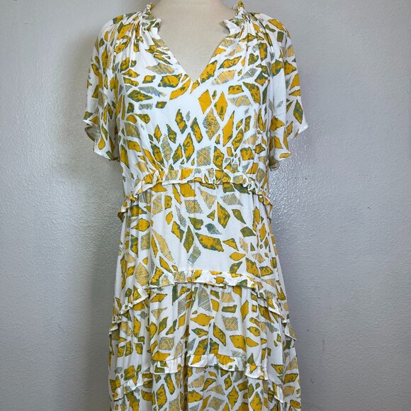 By Anthropologie Robin Tiered Mini Dress In Yellow Size S - Picture 1 of 7